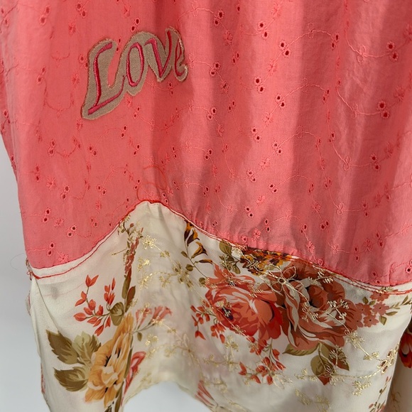 Harlow & Rose Dress Womens XL Pink Eyelet Tiered Lined Peasant Midi Length Boho - Picture 4 of 8